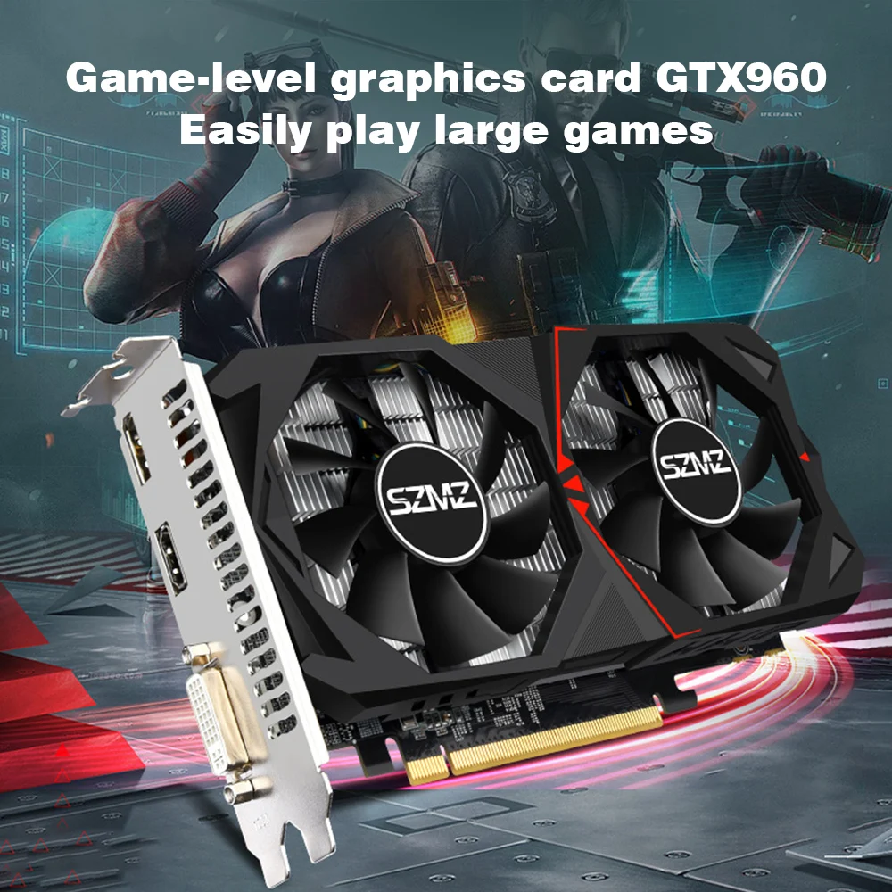 Gaming Video Card Original GTX 960 4GB 128Bit GDDR5 Graphics Cards for NVIDIA VGA Cards Geforce GTX960 HDMI-Compatible Dvi Game