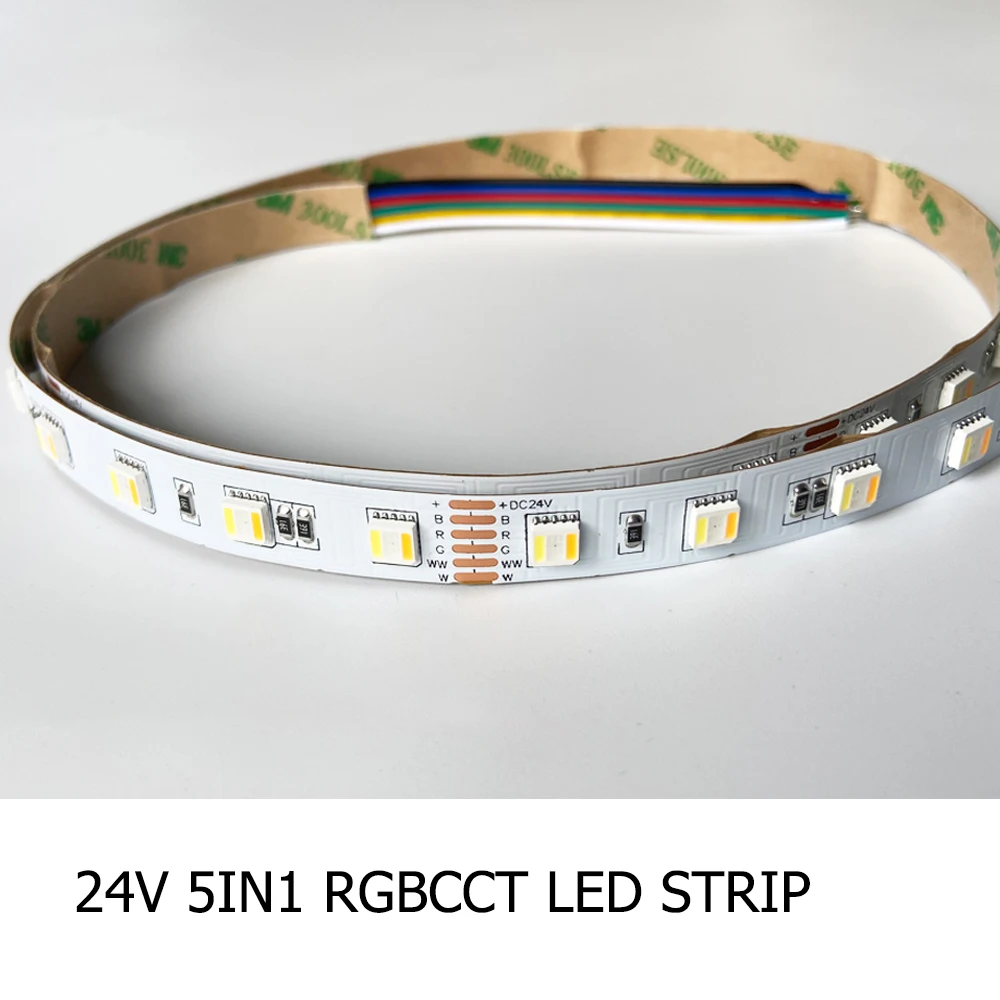 Светодиодная лента RGB + CCT 5 в 12 В 24 SMD 5050 RGBCW гибкая полноцветная световая для
