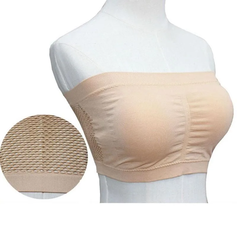 

Summer Mesh Breathable Wild Large Size Tube Top Bra Ring Bra Top Wrapped Anti-light Wrap Steel Sports Eamless Tube Chest No H7R0