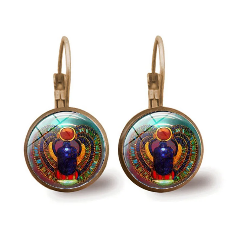 FIMAODZ старое египетское призрачное стекло круглые серебряные бронзовые серьги