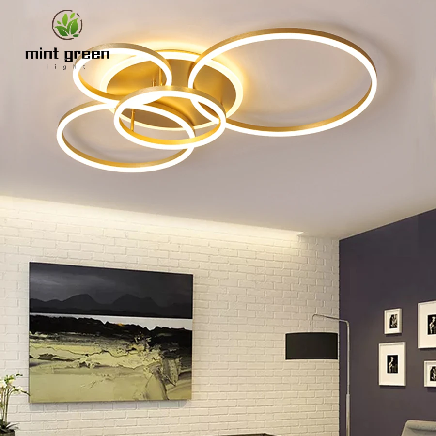 

Modern LED Ceiling Lights For Living Room Kitchen Fixtures With Remote Indoor Home Dining Lamps Rings Restaurant Luminaria