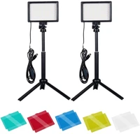 2pcs usb led video light kit photography lighting 5600k 120pcs beads 14 level dimmable with tripod stand 5 color chip