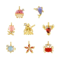 colored zircon marine animals pendants for necklace earring bracelet jellyfish starfish charm diy craft making jewelry accessory