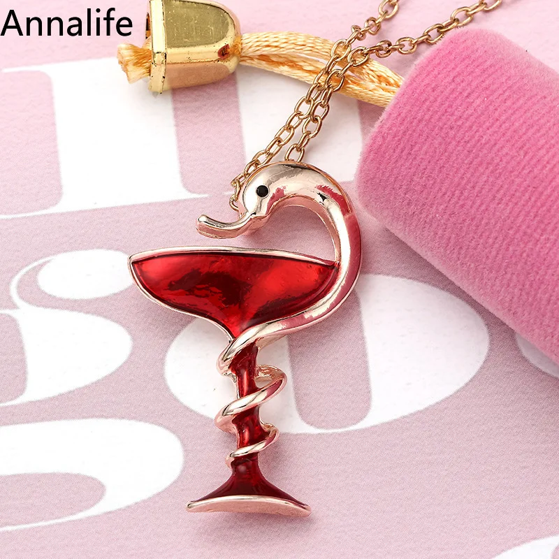 Новинка 2019 ожерелье с подвеской в виде бокала вина Дамское бутылки змеи |