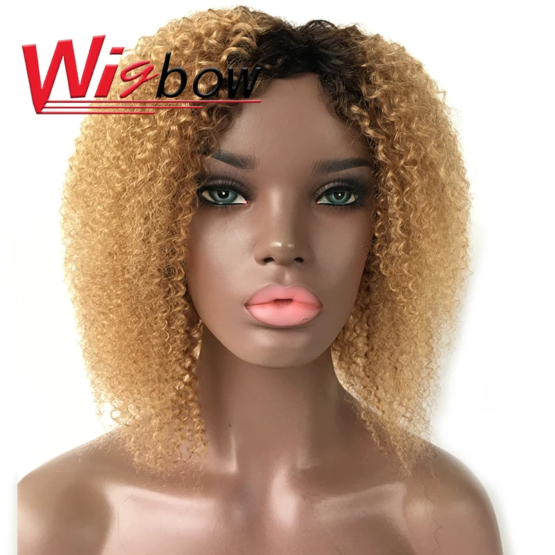 

Full Machine Made Human Hair Wigs Jerry Curly Short Bob Wig With Bangs Ombre Color Cheap Curly Wig For Black Women Peruvian Hair