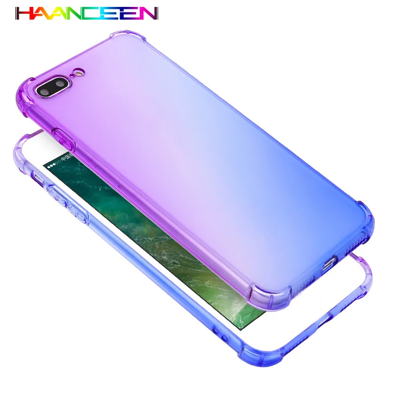 Модный полупрозрачный градиентный Прозрачный чехол для телефона iPhone X XR XS Max 8 7 6 6S