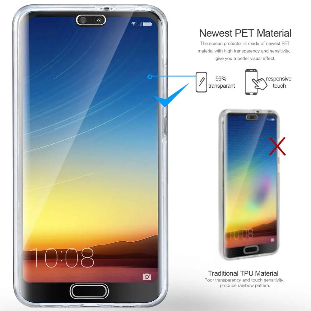 

360 Degree Full Body Coverage Phone Case Clear Soft TPU for Huawei P10 Plus P20 ProP30 P30 Lite P40 Pro P Smart Z P Smart Plus
