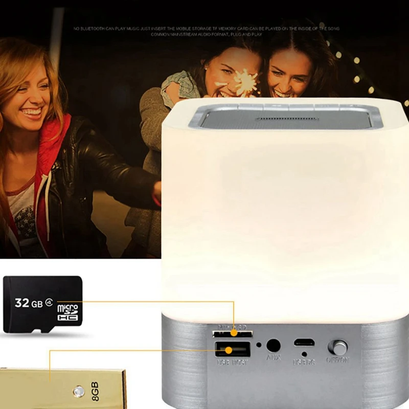 

Clock Bluetooth Speaker,Night Light Bluetooth Speaker,Color Changing Speaker,Touch Sensor Bedside Lamp Dimmable Warm Light,Night
