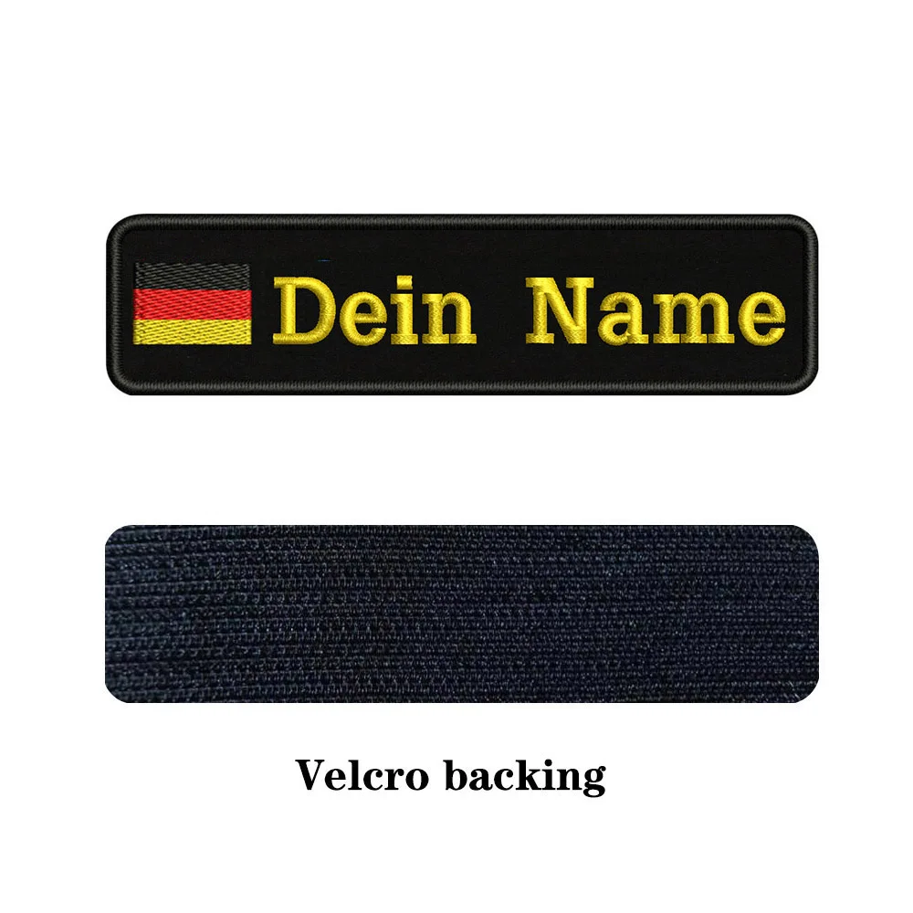 yellow-Velcro На заказ Вышивка Флаг Германии имя или заплатка с текстом 10 см* 2,5 см значок Утюг на или липучке Подложка для одежды брюки рюкзак шляпа - Цвет: yellow-Velcro