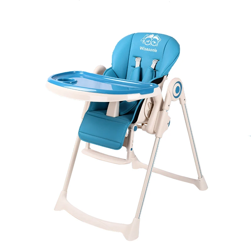 blue Wisesonle baby dining chair folding multi-functional portable child chair dining table dining table seat - Color: blue