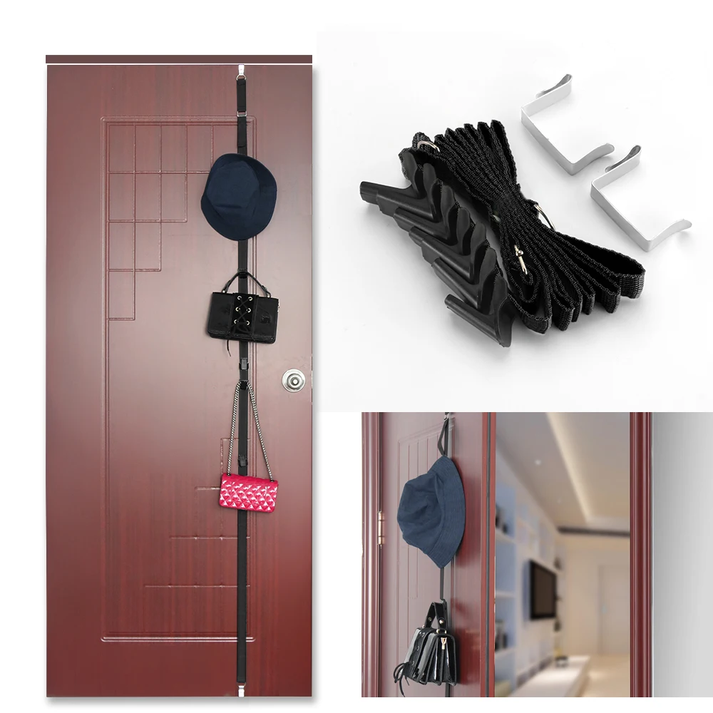Над Дверные ремни Вешалка крючки Регулируемая шляпа сумка органайзер
