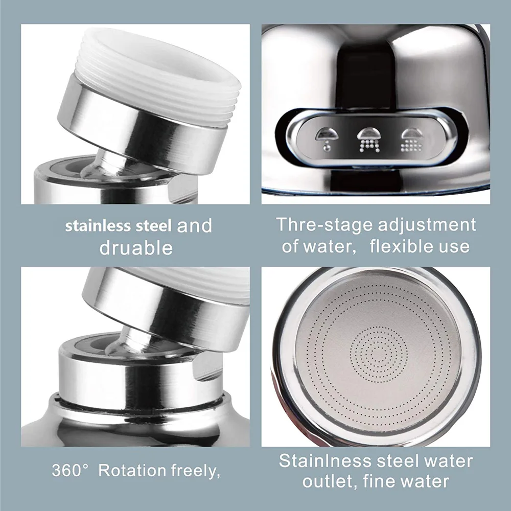 360 Degree Swivel Kitchen Faucet Aerator Adjustable Dual Mode Sprayer Filter Diffuser Water Saving Nozzle Bath Faucet Connector images - 6