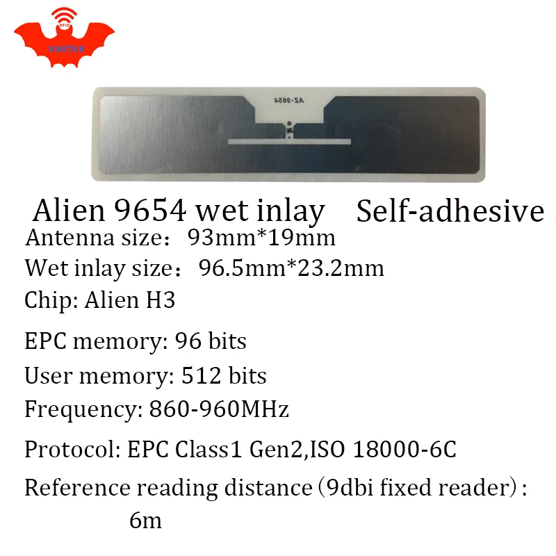 UHF RFID этикетка наклейка Alien 9654 EPC6C влажная инкрустация 915mhz868mhz860-960MHZ Higgs3 3000 шт