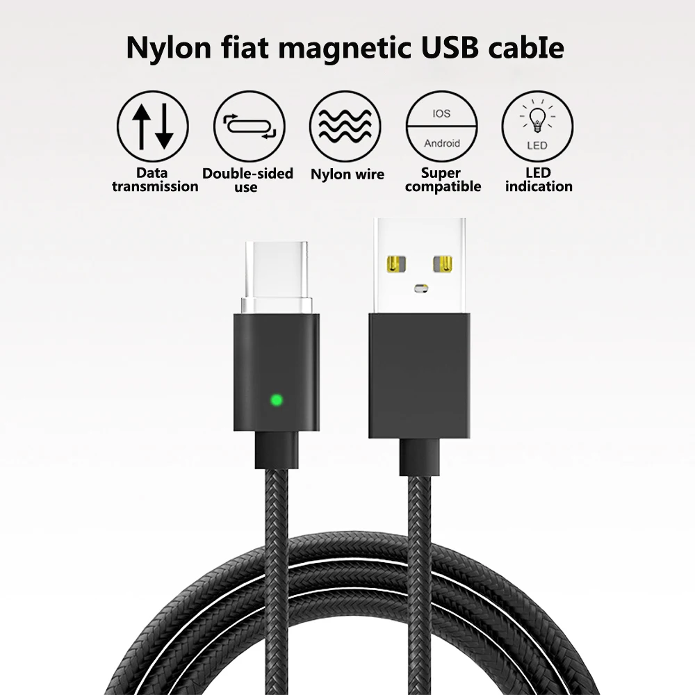 Магнитный кабель Micro USB LOERSS для IPhone samsung, кабель для быстрой зарядки и передачи данных, шнур для магнитного зарядного устройства, кабель usb type C для мобильного телефона
