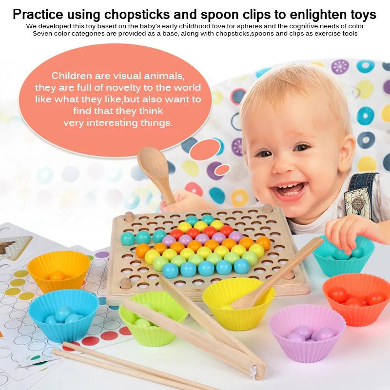 

Montessori Magnetic Beaded Clip Fishing Game 2020 Hands Brain Training Clip Beads Puzzle Board Game Baby Educational Wooden Toys