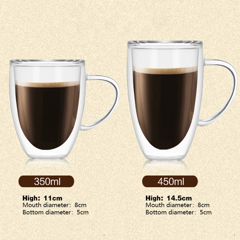 1 шт. кофейная кружка термостойкая прозрачная из двойного стекла для чая молока