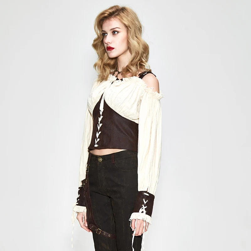 Модная женская пикантная Готическая рубашка Devil с открытыми плечами Лоскутная