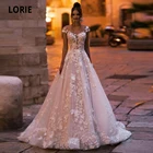 Свадебное платье LORIE в богемном стиле, светло-розовое кружевное платье невесты с V-образным вырезом и 3D цветочной аппликацией, Пляжное свадебное платье в стиле бохо, 2020