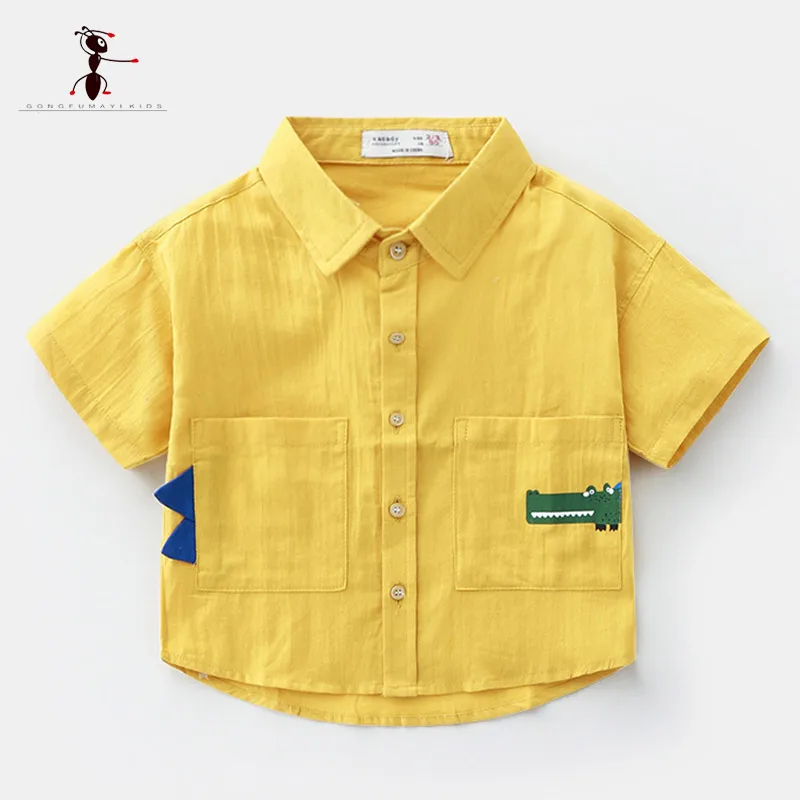 Детские хлопковые рубашки с коротким рукавом и принтом в виде милых животных Kung Fu