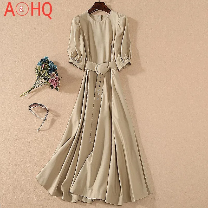 

Fashion Designer High Quality 2021 Summer New Women'S Vintage Elegant Chic Party Casual Gentlewoman Slim Midi Dress