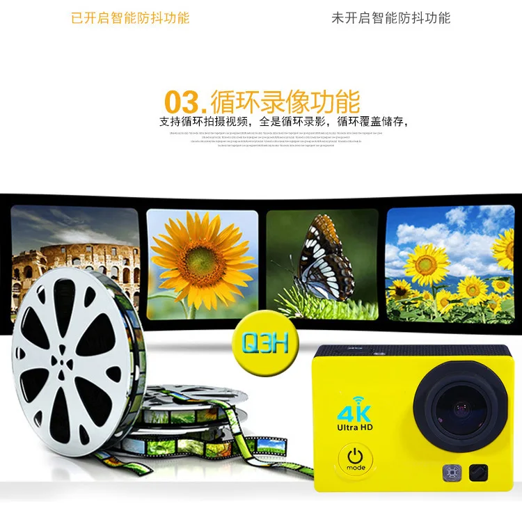 Экшн-камера Ultra HD 4 K/30fps WiFi 2," 170D подводный водонепроницаемый шлем видео запись камера s Спортивная камера