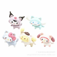 anime peripheral products 5pcs cinnamon melody kuromi pudding dog gacha doll hand made ornaments animation derivative model toys