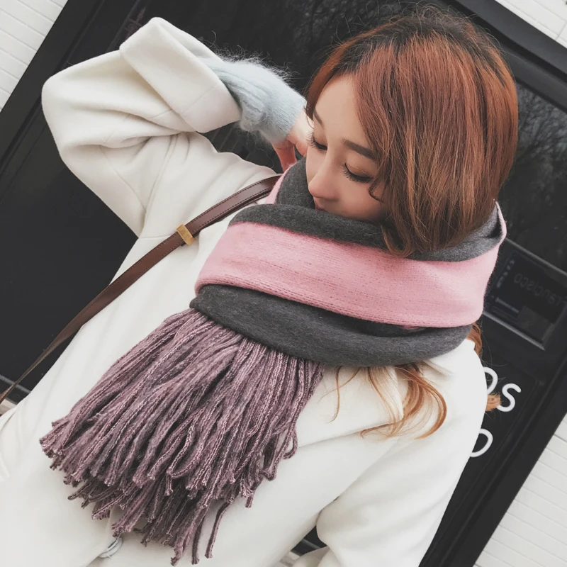 Женский Длинный шарф из искусственного кашемира теплый двухсторонний с