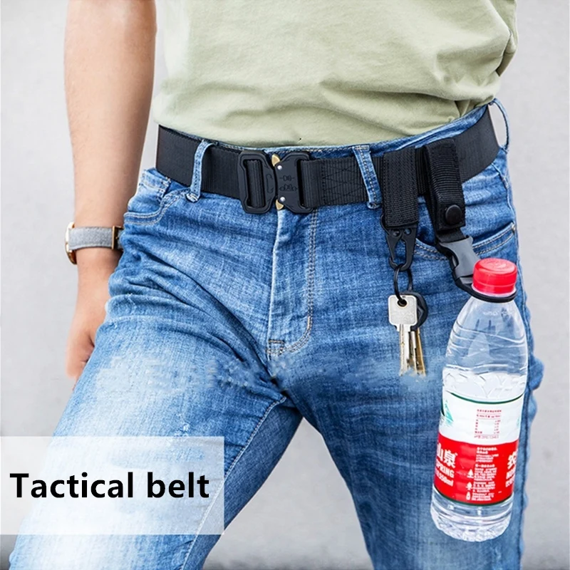 Уличный тактический ремень армейский нейлоновый поясной с металлической