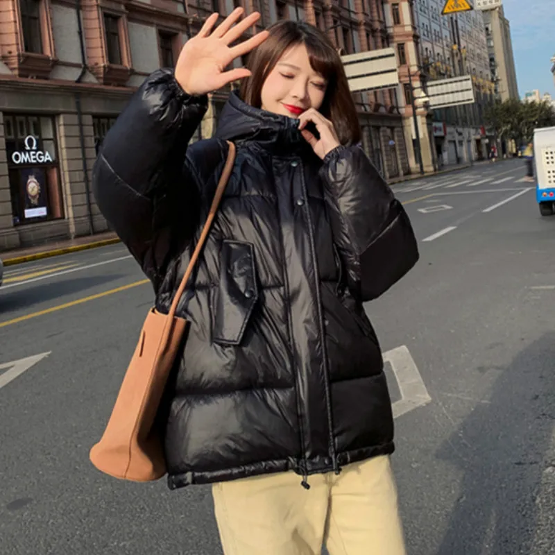 

2020 New Warm Hooded Down Jackets Women Warm Winter Coat Loose Thicken Parkas Cotton Padded Jacket Ladies Waterproof Coat HK423