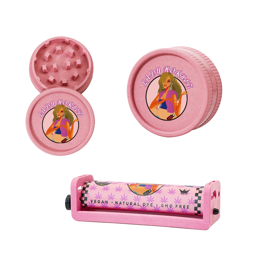 

LADY HORNET Weed Herb Grinder +78/110mm Pink Rolling Machine Portable Hand Roller Women Pattern Tobacco Roller Cigarette Maker