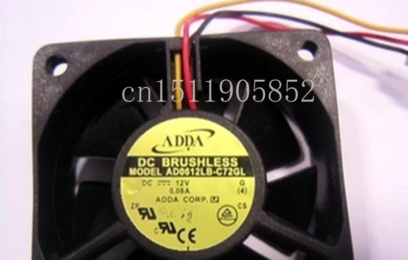 

Free shipping AD0612LB-C72GL DC 12V 0.08A 3-wire 60X60X20mm Cooling Cooling Fan