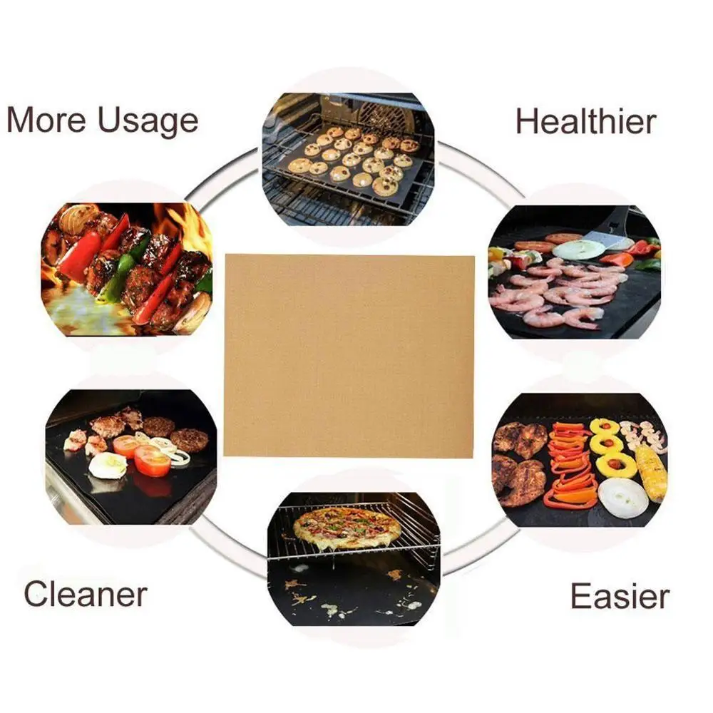 Медный антипригарный коврик для барбекю и гриля многоразовые антипригарные