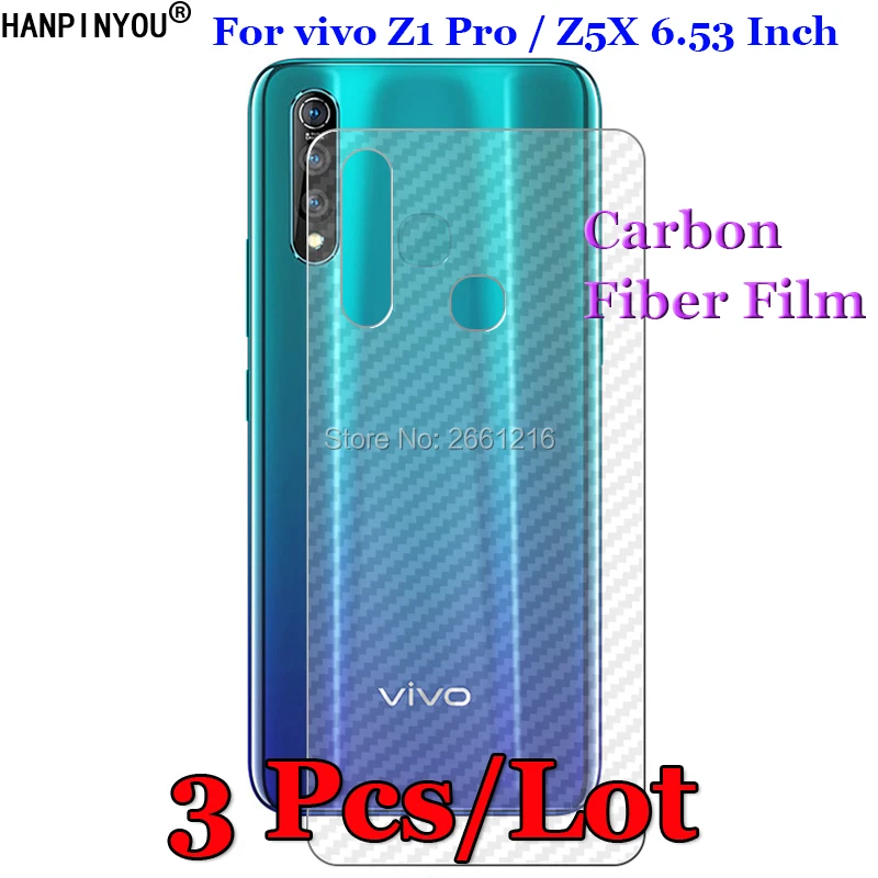 3 шт./партия для vivo Z1 Pro/Z5x 6,5" 3D нескользящий черный углерод волокно задняя пленка защитная наклейка для экрана(не стекло