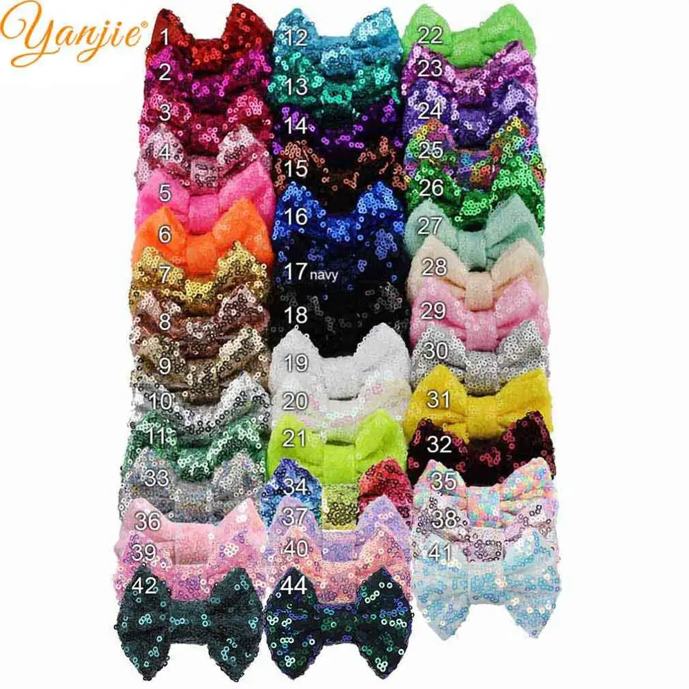 10 шт./лот шикарные милые 3 &quotбанты для волос с блестками и пайетками девочек
