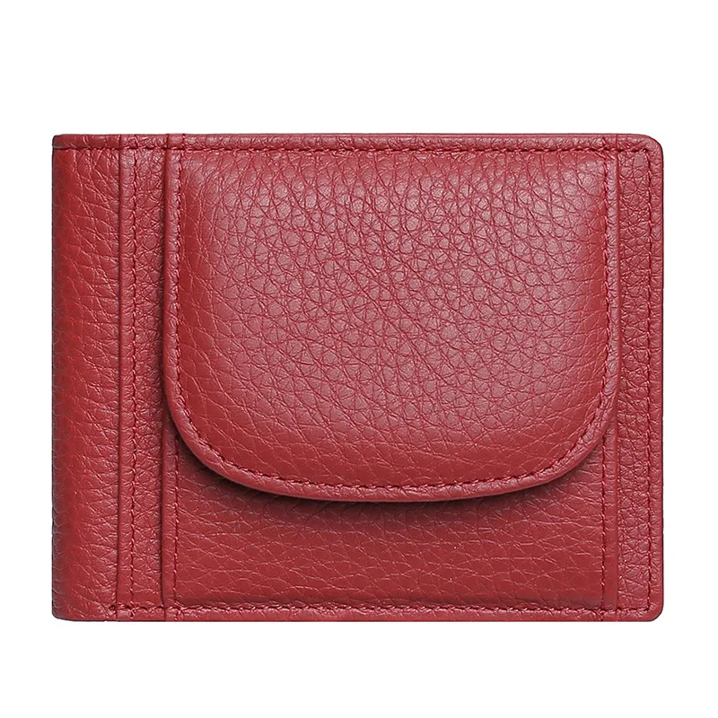 Full Grain High Quality Fashion Top Layer Cowhide Leather Men Women Clutches Coins Pouch Card Slots License Holder Short Wallet