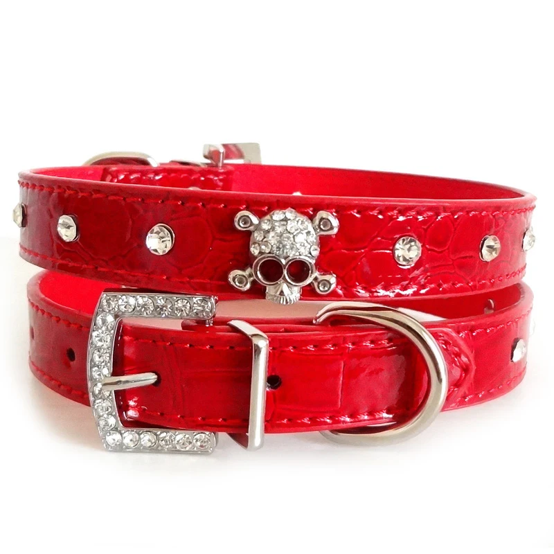 1pcs red Из искусственной кожи однотонные мягкие цветной, для домашних животных, для собак ошейник для маленьких, средних и больших собак шейный ремешок регулируемый щенок товары для животных - Цвет: 1pcs red