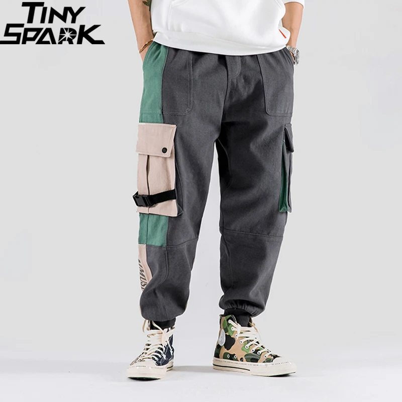 Мужские брюки карго в стиле хип хоп уличная одежда цветной блок пэчворк 2019
