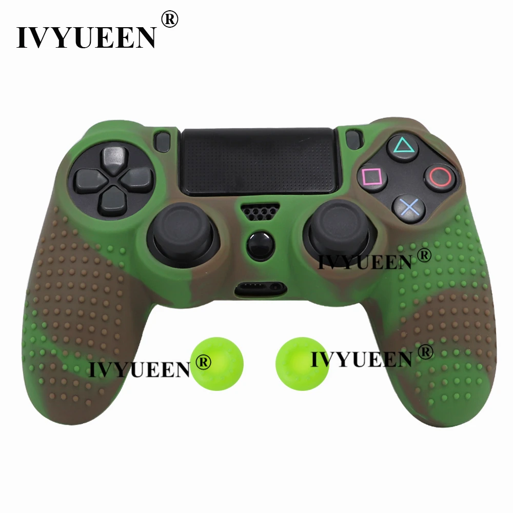 IVYUEEN Противоскользящий силиконовый чехол для sony Dualshock 4 PS4 Pro тонкий контроллер камуфляжный чехол и ручка для Play Station 4