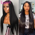 Luvin 30 32 дюйма, прямые 13х4 13х6 парики из натуральных волос на кружеве для черных женщин, бразильские парики на шнурках 4x4