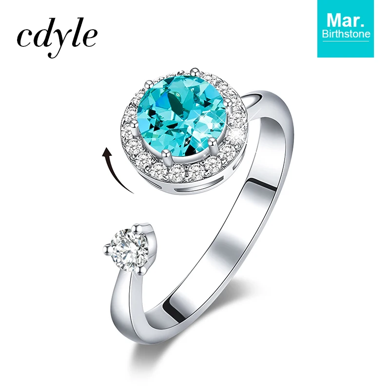 Mar. R1040C-S Cdyle, женское золотое кольцо, украшенное кристаллом Swarovski, 12 цветов, круглый камень, открытый палец, кольцо, ювелирные изделия, аксессуары - Цвет основного камня: Mar. R1040C-S