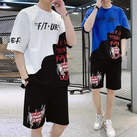 2020 summer new mens short sleeved t shirt sports suit all matching korean style of trend handsome casual five point shorts