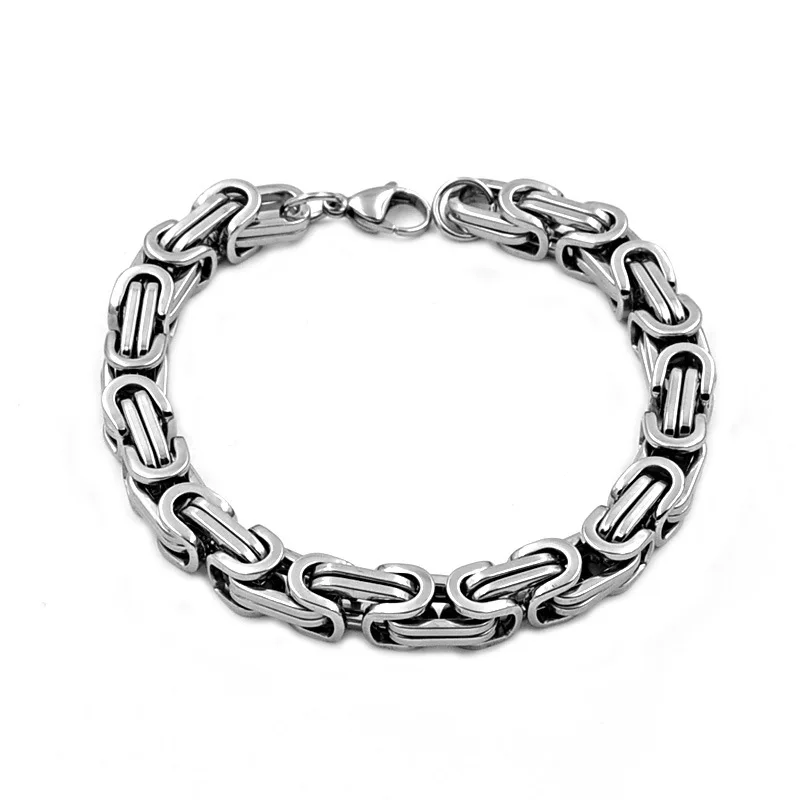 Мужской браслет 6/8 мм 23 см византийские звенья и цепи из нержавеющей стали