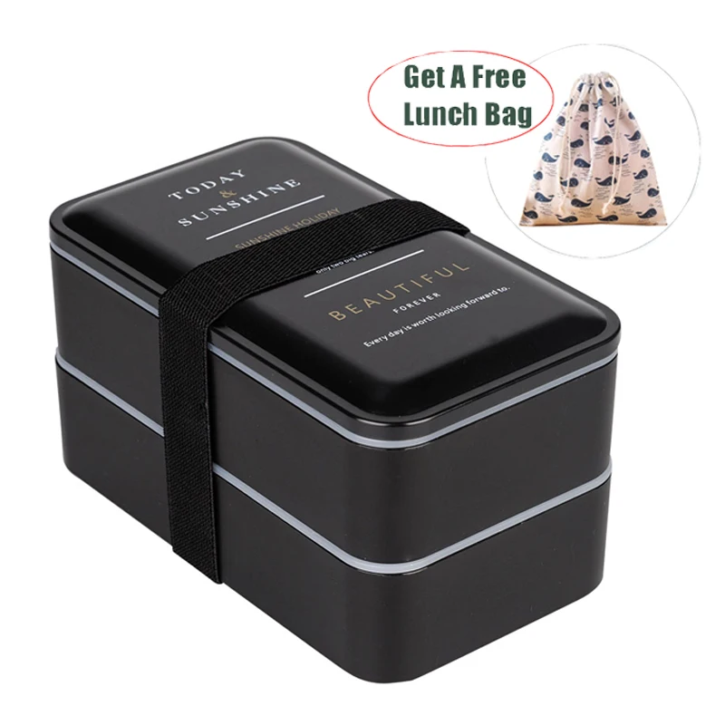 

Portable Rectangular Lunch Box Double Plastic Health Material Bento Box 1200ml Microwave Tableware Food Storage Container Lunch