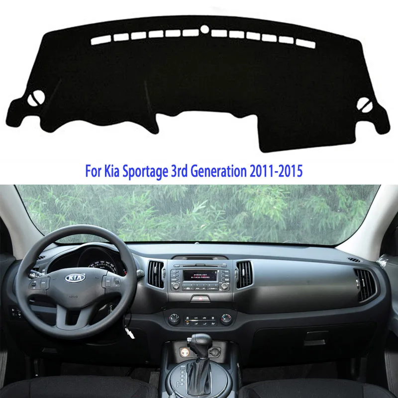 Для Kia Sportage 3-го поколения 2011- черный коврик для приборной панели Защита от солнца покрытие ковер приборная панель LHD крышка приборной панели