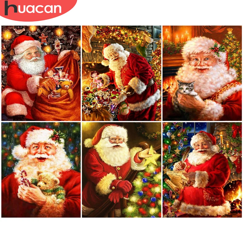 

HUACAN DIY картинки по номеру Рождество рисунок на холсте Живопись по номерам Санта-Клаус Ручная роспись картина домашний декор
