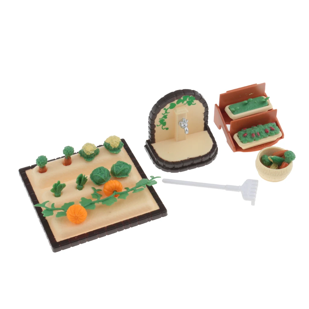 

1/12 Scale Plastic Vegetables Plants Field Dollhouse Miniature Garden Decor