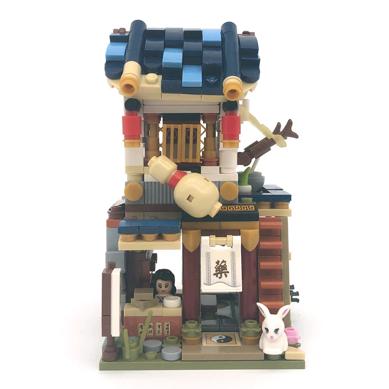 LOZ 1733 архитектурный город улица китайская медицина аптека 3D сделай сам мини блоки