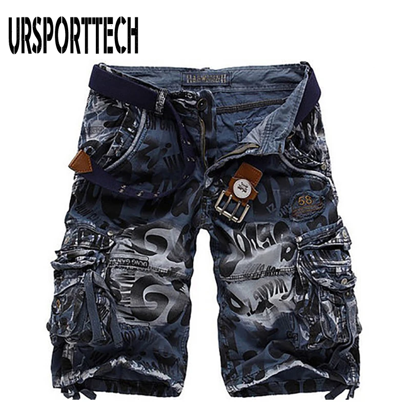 URSPORTTECH Plus Size Summer Mens Cargo Shorts Male Camouflage Short Pants Men Loose Casual Military Sport Trousers | Мужская одежда