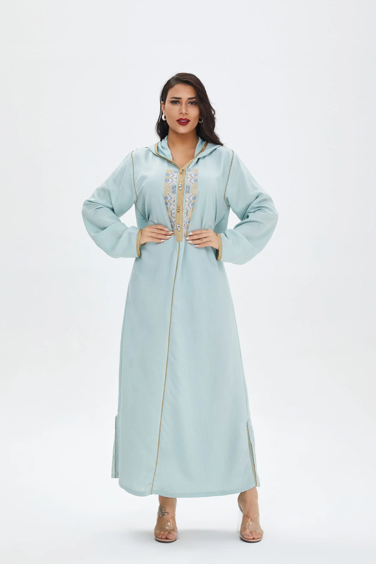 

Muslim Abaya Embroidery Cardigan Hoodies Dress Kimono Long Robe Gowns Jubah Dubai Middle East Ramadan Eid Arab Islamic Musulmane