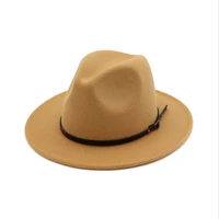 2019 new fashion design women warm winter wool belt fedora cap wide brim cowboy hat ad0778